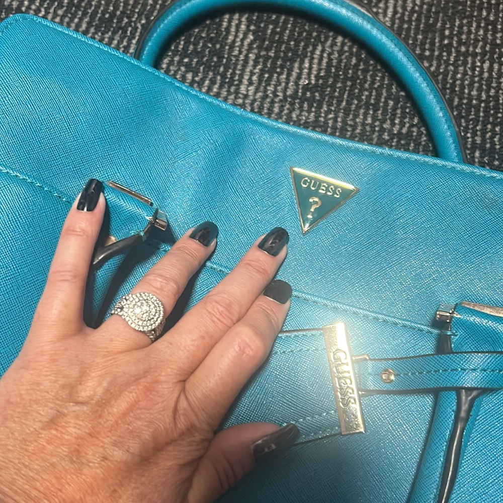 Turquoise Guess faux leather handbag